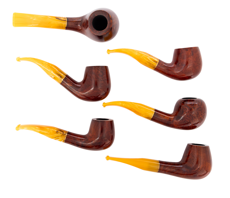 Pipes | Hanseatic Spirit Pipe Set Red Stain with yellow stems PACK OF 6