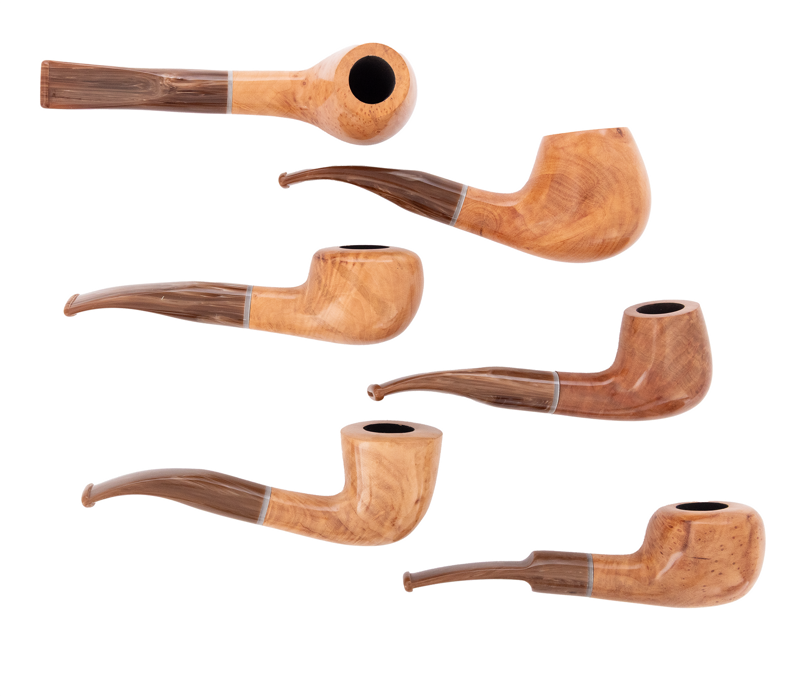 Pipes | Hanseatic Spirit Pipe Set Polished natural with brown stems PACK OF 6