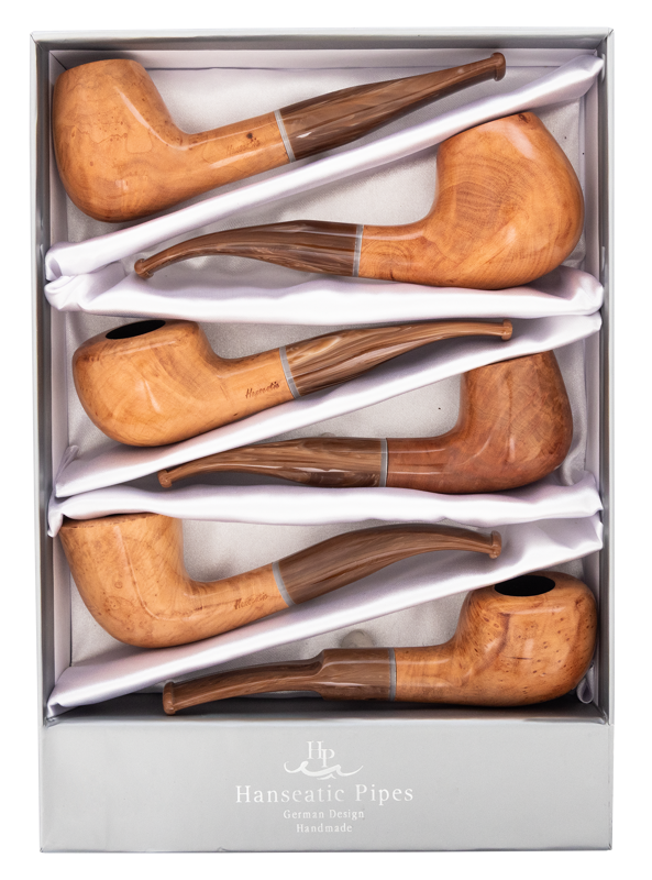 Pipes | Hanseatic Spirit Pipe Set Polished natural with brown stems PACK OF 6