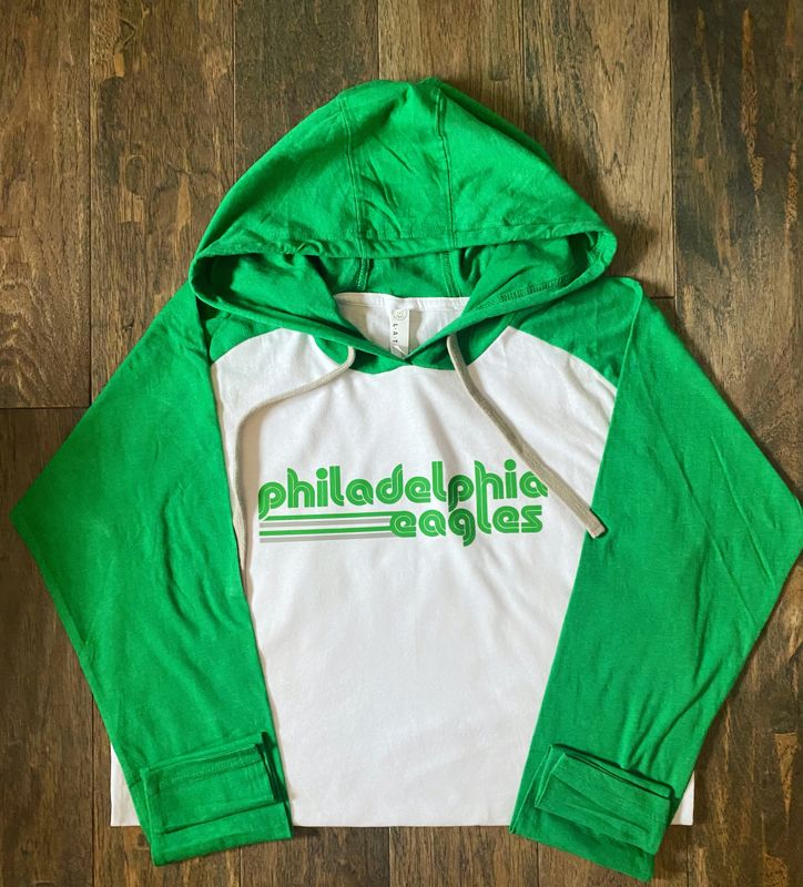 Retro Eagles Hooded Raglan (Adult Raglan Hooded Long Sleeve)