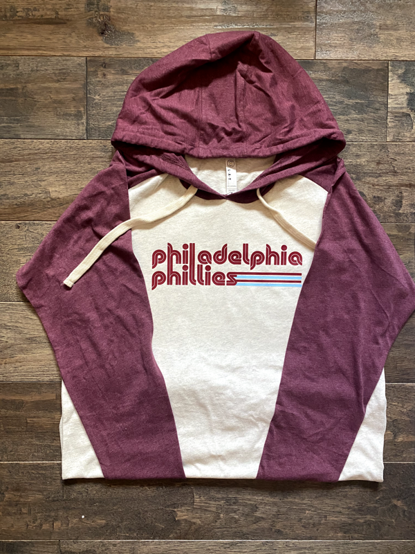 Retro Phillies Hooded Raglan (Adult Raglan Hooded Long Sleeve)