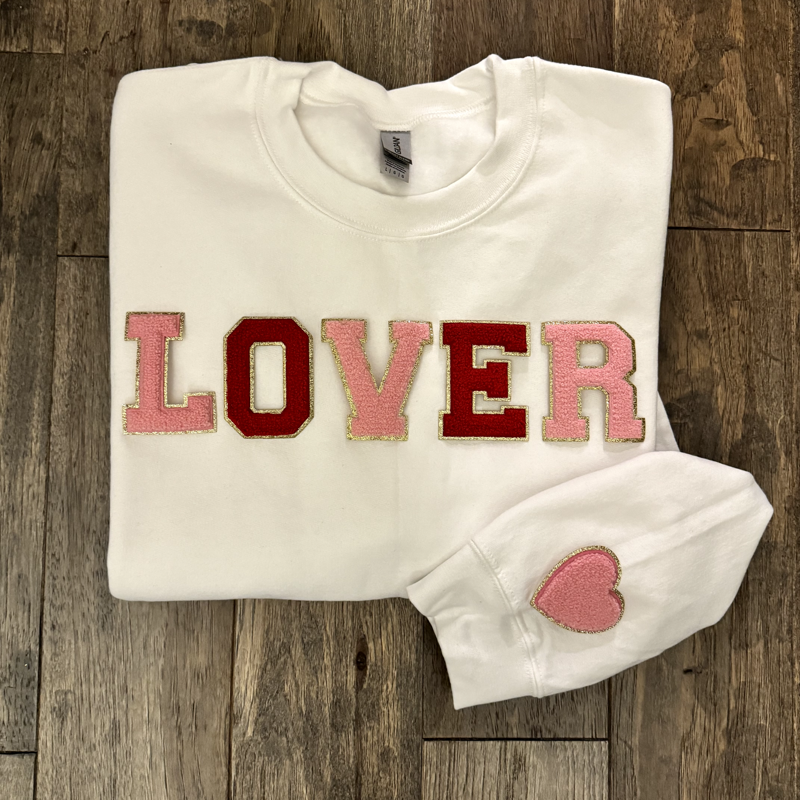 LOVE Patch Sweatshirt Alternating Red/Pink (Crewneck Sweatshirt)