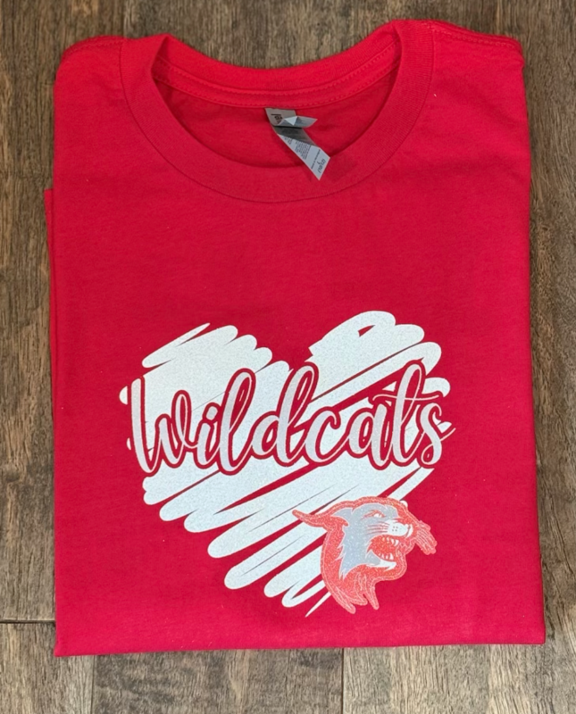 Glitter Heart Wildcats (Owen J) (T-Shirt)