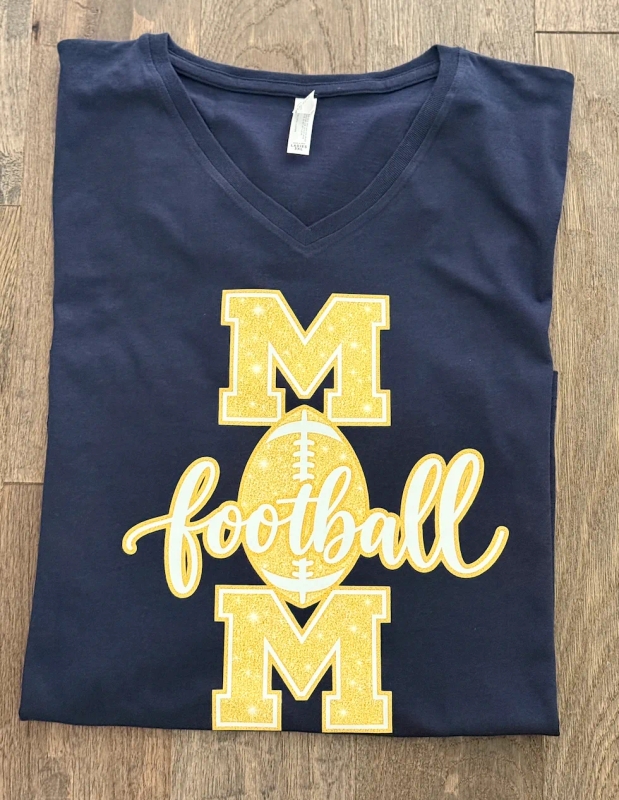 Gold Glitter Football Mom (Unisex T-Shirt)