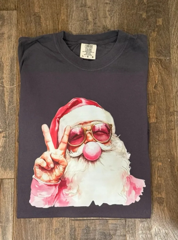 Santa Peace Graphite Adult Tee