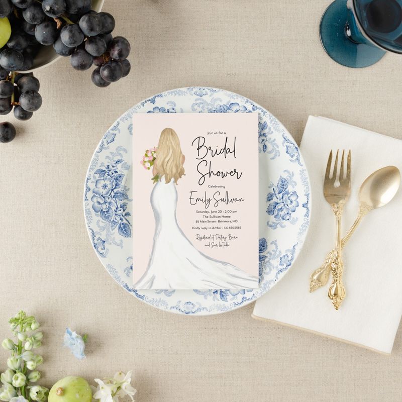 Blonde Bride in a Gown Bridal Shower Invitation - Bridal Brunch Invitations - Bridesmaids Luncheon - Bridal Tea - Tea with the Bride to be (10 printed invitations, Plain White Envelopes)