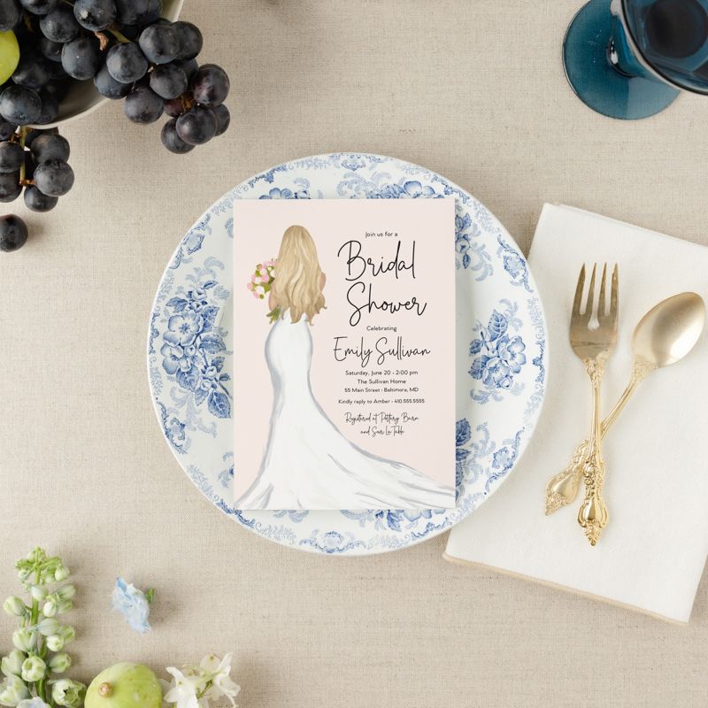 Blonde Bride in a Gown Bridal Shower Invitation - Bridal Brunch Invitations - Bridesmaids Luncheon - Bridal Tea - Tea with the Bride to be (10 printed invitations, Plain White Envelopes)
