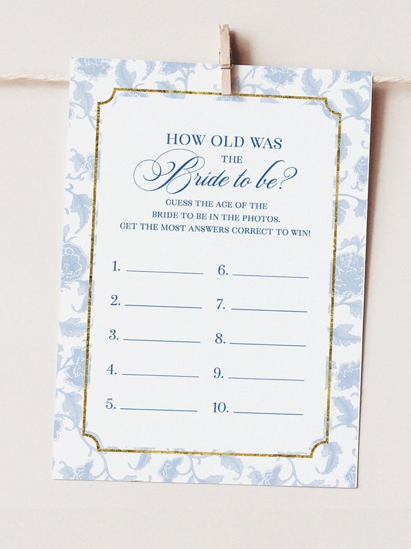 Bridal Shower Games Bundle - Blue Chinoiserie Printable Games - Bridal Bingo - Guess Who Said it - What's in your purse - Wishes for bride