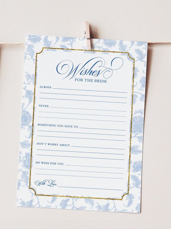 Bridal Shower Games Bundle - Blue Chinoiserie Printable Games - Bridal Bingo - Guess Who Said it - What's in your purse - Wishes for bride