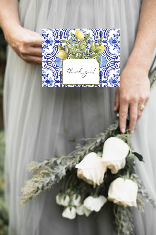 Tuscan Lemon Tile Thank You Notes (20 printed notes)