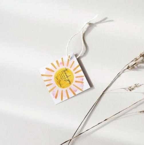 Sunshine Birthday Party Favor Tags - Boho Sunshine Party - Girl First Birthday - Gift Tag - Printed Favor Tags (20 printed notes)