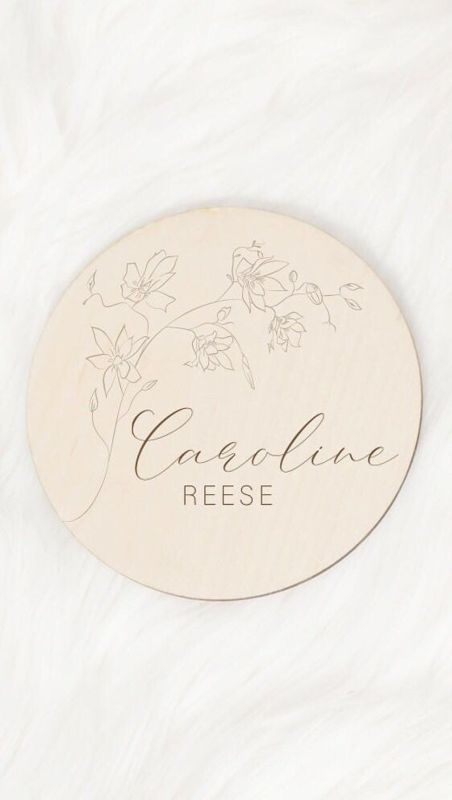 Wooden Baby Name Sign, Newborn Name Wood Sign, Birth Announcement Sign, Girl Floral Name Wooden Sign, Boho Name Announcement, Name Plaque (4")