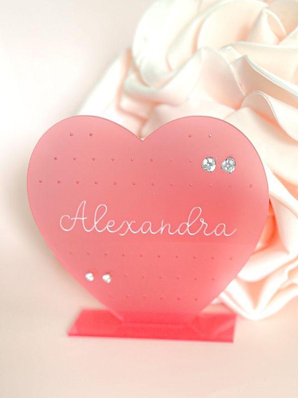 Earring Holder for Girl, Earring Stand, Personalized Kids Gift, Pink Acrylic Earring Display, Jewelry Organizer, Girls Earring Organizer