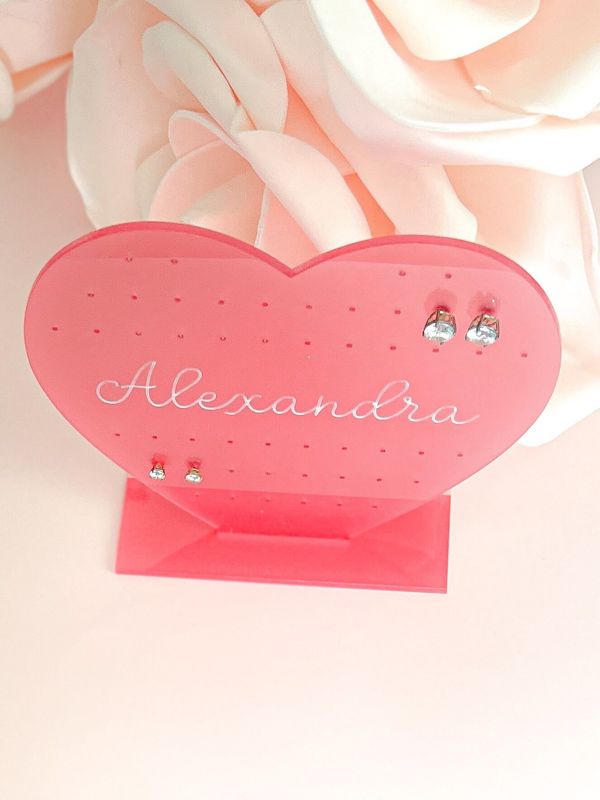 Earring Holder for Girl, Earring Stand, Personalized Kids Gift, Pink Acrylic Earring Display, Jewelry Organizer, Girls Earring Organizer