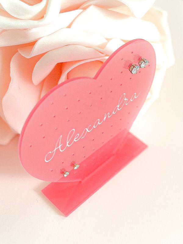 Earring Holder for Girl, Earring Stand, Personalized Kids Gift, Pink Acrylic Earring Display, Jewelry Organizer, Girls Earring Organizer