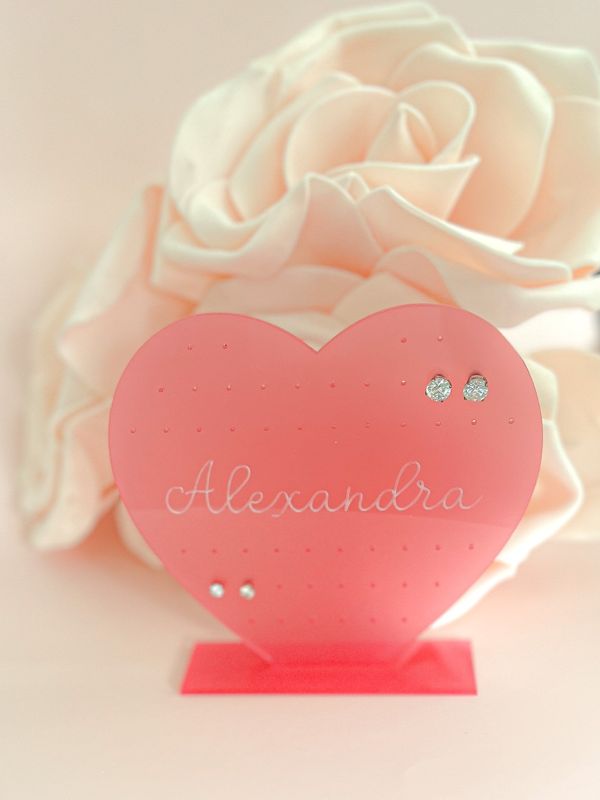 Earring Holder for Girl, Earring Stand, Personalized Kids Gift, Pink Acrylic Earring Display, Jewelry Organizer, Girls Earring Organizer