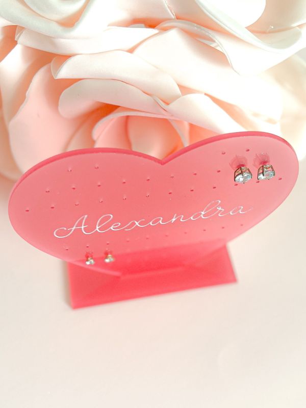 Earring Holder for Girl, Earring Stand, Personalized Kids Gift, Pink Acrylic Earring Display, Jewelry Organizer, Girls Earring Organizer