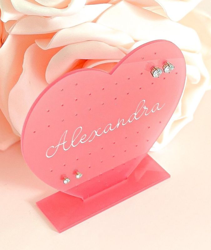 Earring Holder for Girl, Earring Stand, Personalized Kids Gift, Pink Acrylic Earring Display, Jewelry Organizer, Girls Earring Organizer