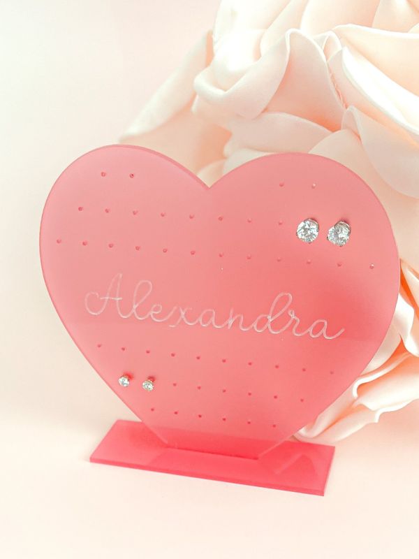 Earring Holder for Girl, Earring Stand, Personalized Kids Gift, Pink Acrylic Earring Display, Jewelry Organizer, Girls Earring Organizer