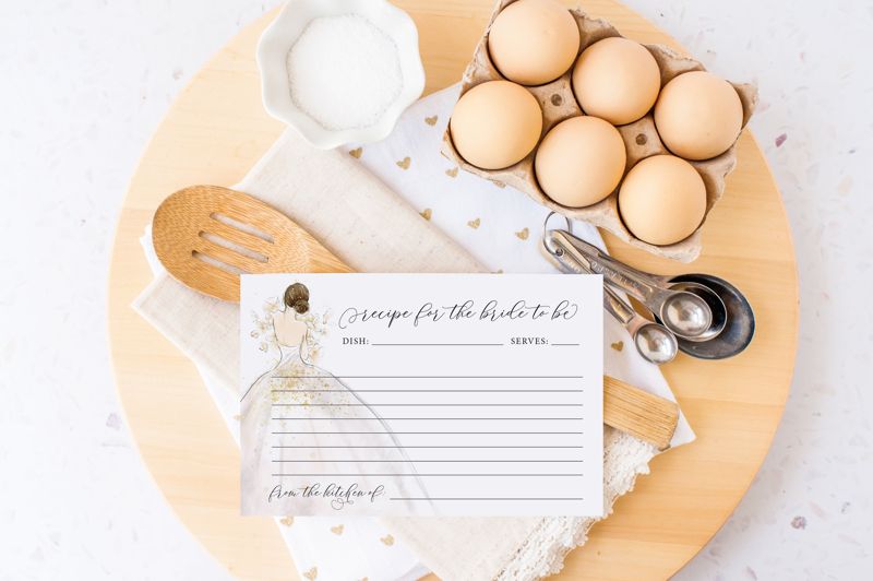 Bride in a Gown Recipe Card (20 printed cards)