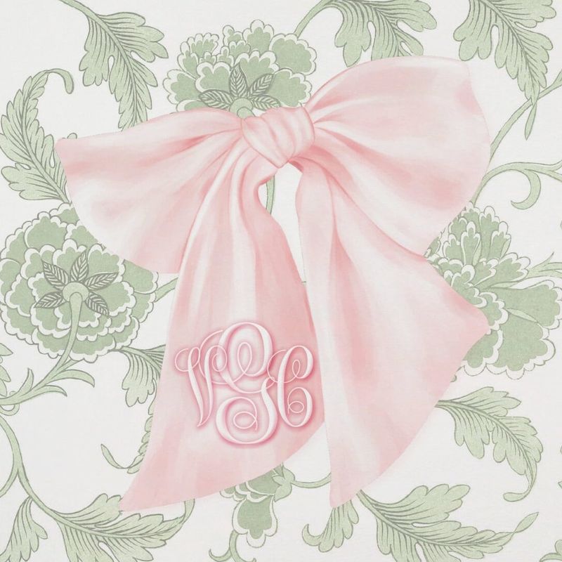 Guest Book for Baby Girl Shower Pink and Sage Green Chinoiserie - Blank Book - Custom Guestbook - Baby Shower Gift - Monogram Guestbook