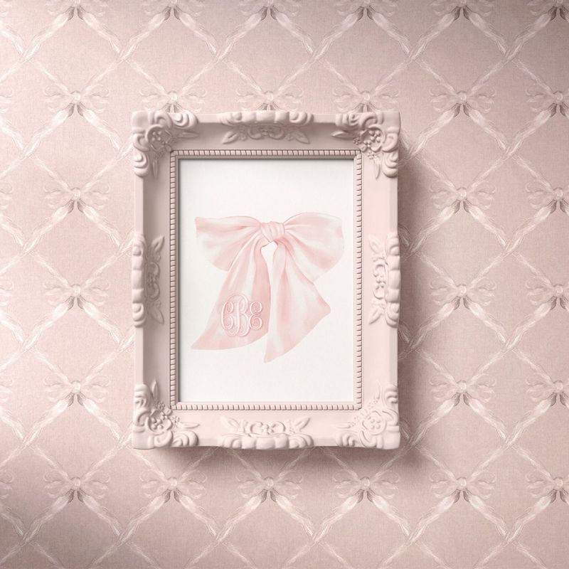 Baby Girl Wall Art Print for Nursery - Pink Bow 8x10 Watercolor Art Print - Girl Room Decor - Baby Girl Nursery - Grandmillenial Girl Room (5x7)