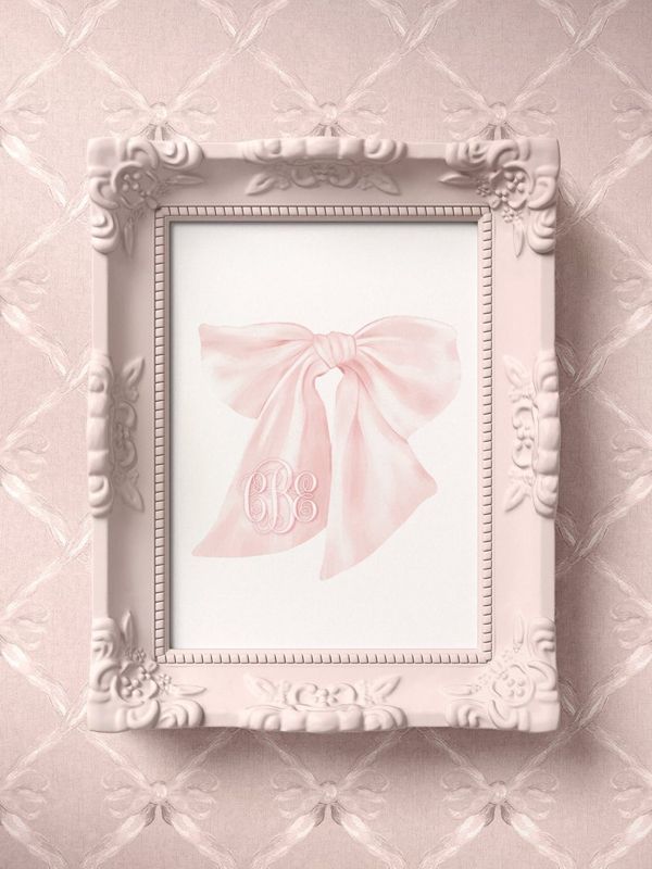 Baby Girl Wall Art Print for Nursery - Pink Bow 8x10 Watercolor Art Print - Girl Room Decor - Baby Girl Nursery - Grandmillenial Girl Room (5x7)