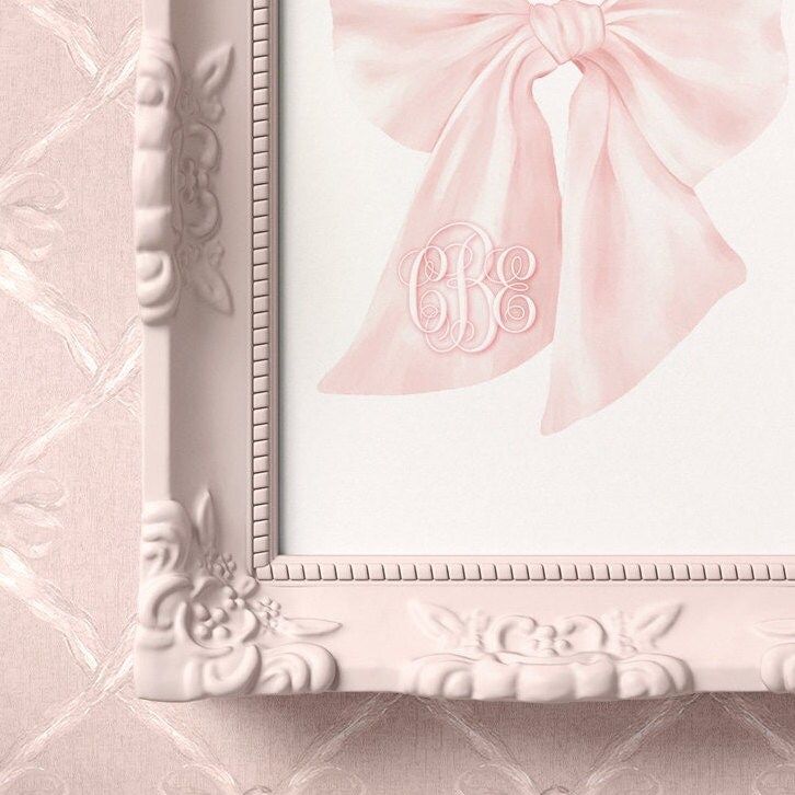Baby Girl Wall Art Print for Nursery - Pink Bow 8x10 Watercolor Art Print - Girl Room Decor - Baby Girl Nursery - Grandmillenial Girl Room (5x7)