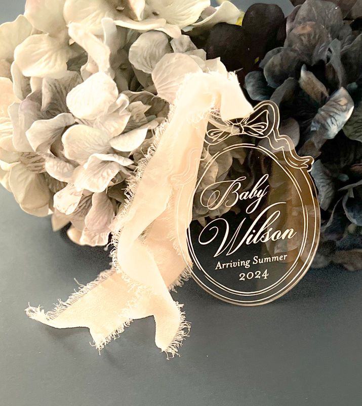 Bow Pregnancy Announcement Ornament, Pregnancy Ornament, Baby Coming Soon Ornament, Pregnancy Reveal Ornament, Personalized Pregnancy Gift (Rold Gold Mirror)