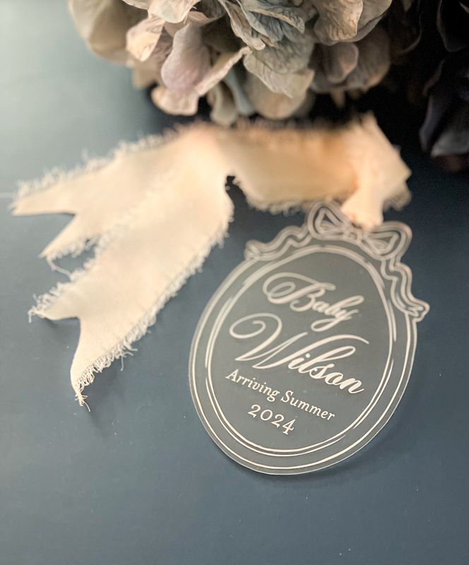 Bow Pregnancy Announcement Ornament, Pregnancy Ornament, Baby Coming Soon Ornament, Pregnancy Reveal Ornament, Personalized Pregnancy Gift (Rold Gold Mirror)