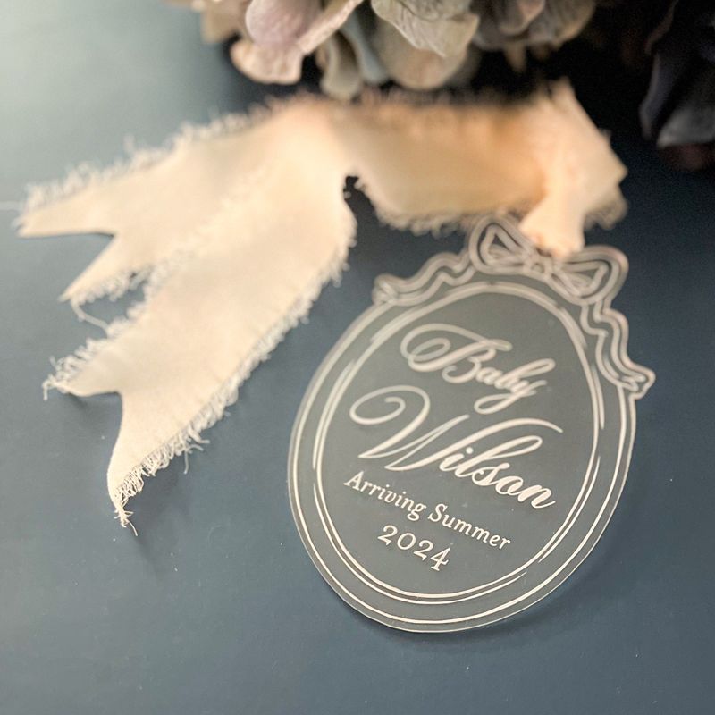 Bow Pregnancy Announcement Ornament, Pregnancy Ornament, Baby Coming Soon Ornament, Pregnancy Reveal Ornament, Personalized Pregnancy Gift (Rold Gold Mirror)