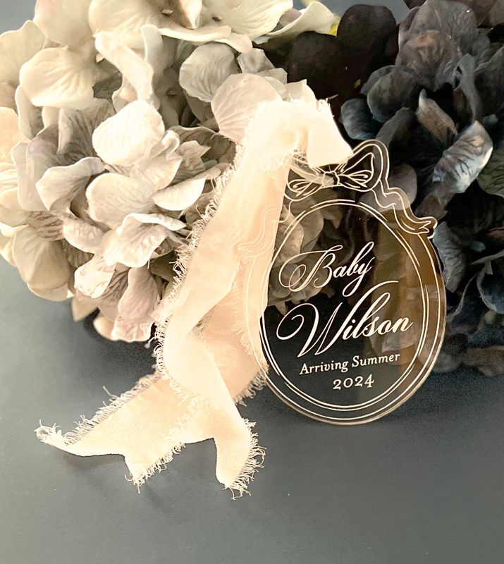 Bow Pregnancy Announcement Ornament, Pregnancy Ornament, Baby Coming Soon Ornament, Pregnancy Reveal Ornament, Personalized Pregnancy Gift (Rold Gold Mirror)