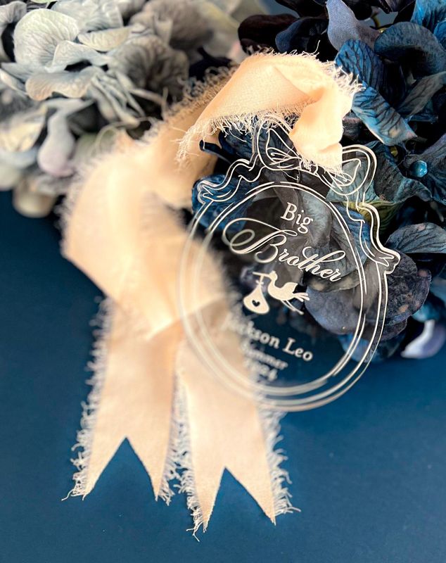 Big Brother/Sister Custom Christmas Ornament Bow Stork (Rold Gold Mirror | Big Brother)