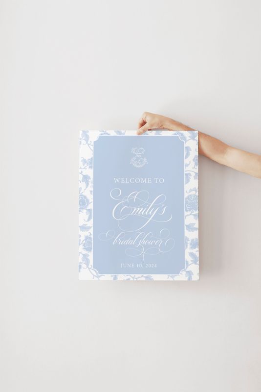 Chinoiserie Welcome Sign - Monogrammed Welcome Sign - Bridal Shower Sign - Baby Shower Sign - Monogram Sign