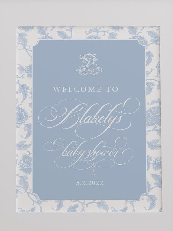 Chinoiserie Welcome Sign - Monogrammed Welcome Sign - Bridal Shower Sign - Baby Shower Sign - Monogram Sign