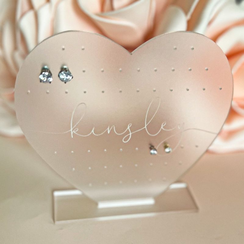 Stud Earring Holder, Earring Stand, Personalized Kids Gift, Frosted Acrylic Earring Display, Jewelry Organizer, Girls Earring Organizer