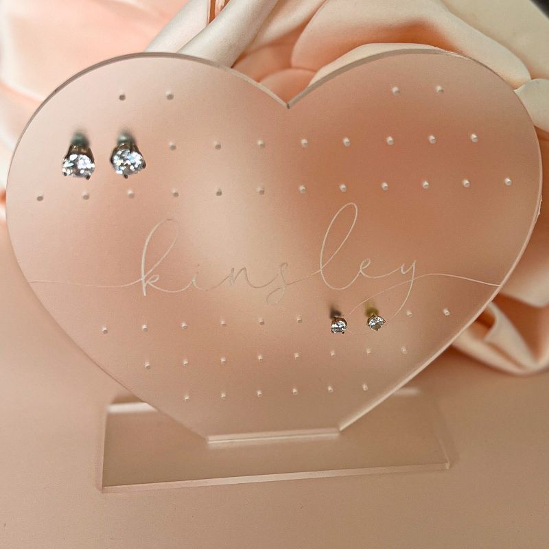 Stud Earring Holder, Earring Stand, Personalized Kids Gift, Frosted Acrylic Earring Display, Jewelry Organizer, Girls Earring Organizer