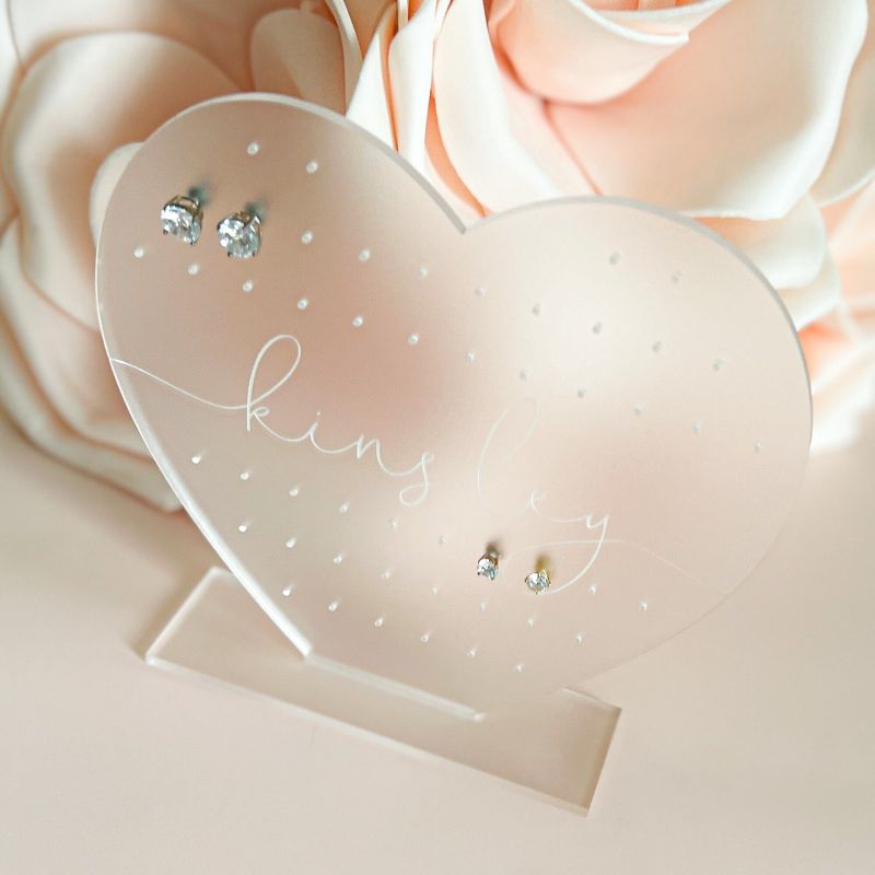 Stud Earring Holder, Earring Stand, Personalized Kids Gift, Frosted Acrylic Earring Display, Jewelry Organizer, Girls Earring Organizer