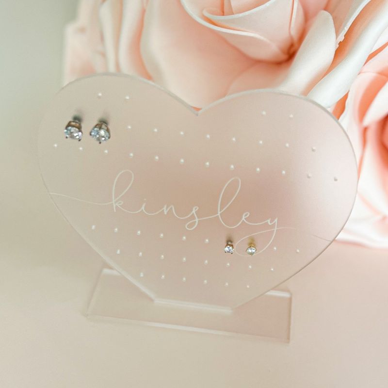 Stud Earring Holder, Earring Stand, Personalized Kids Gift, Frosted Acrylic Earring Display, Jewelry Organizer, Girls Earring Organizer
