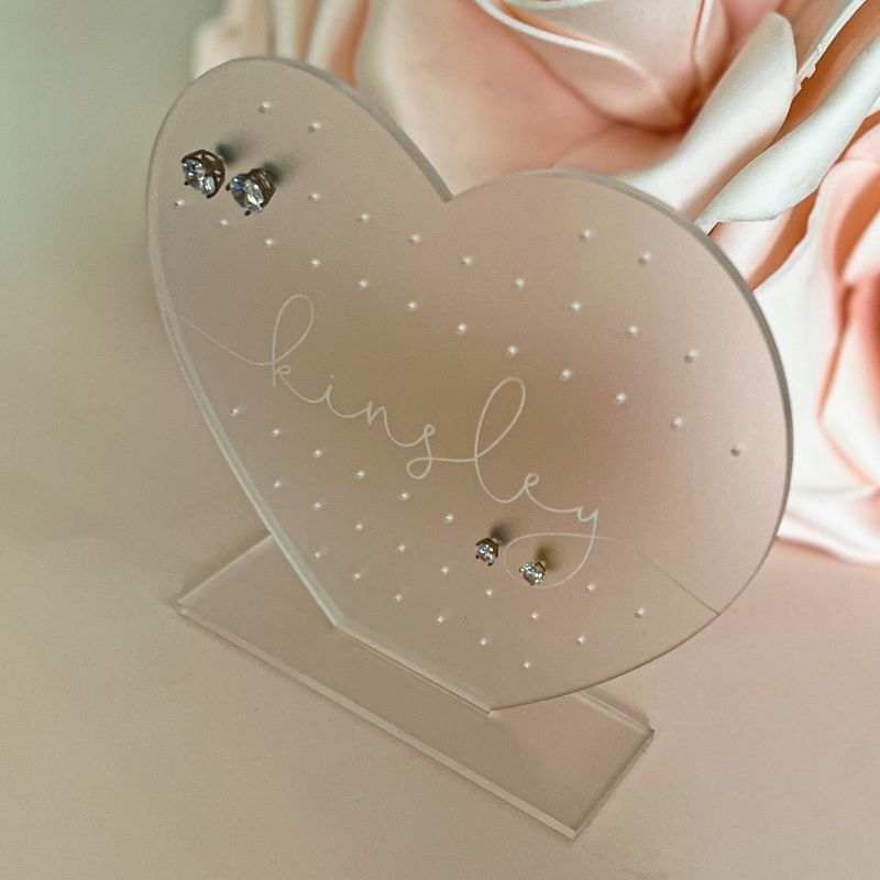 Stud Earring Holder, Earring Stand, Personalized Kids Gift, Frosted Acrylic Earring Display, Jewelry Organizer, Girls Earring Organizer