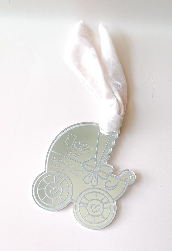Keepsake Christmas Ornament for Baby Girl Gift, baby’s First christmas ornament, birth statistic ornament, birth information ornament stats (Rose Gold Mirror)