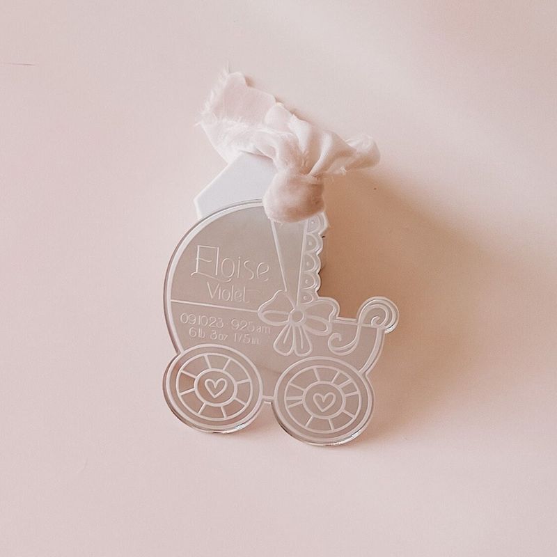 Keepsake Christmas Ornament for Baby Girl Gift, baby’s First christmas ornament, birth statistic ornament, birth information ornament stats (Rose Gold Mirror)