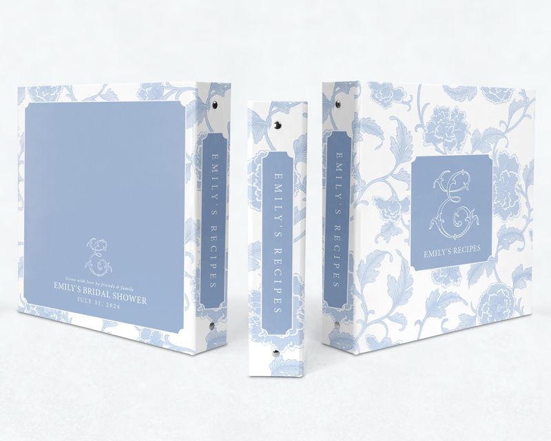 Chinoiserie Recipe Book Binder - Recipes for Bride to Be - Cookbook - Custom 3 Ring Binder - Bridal Shower Gift - Engagement Gift for Bride