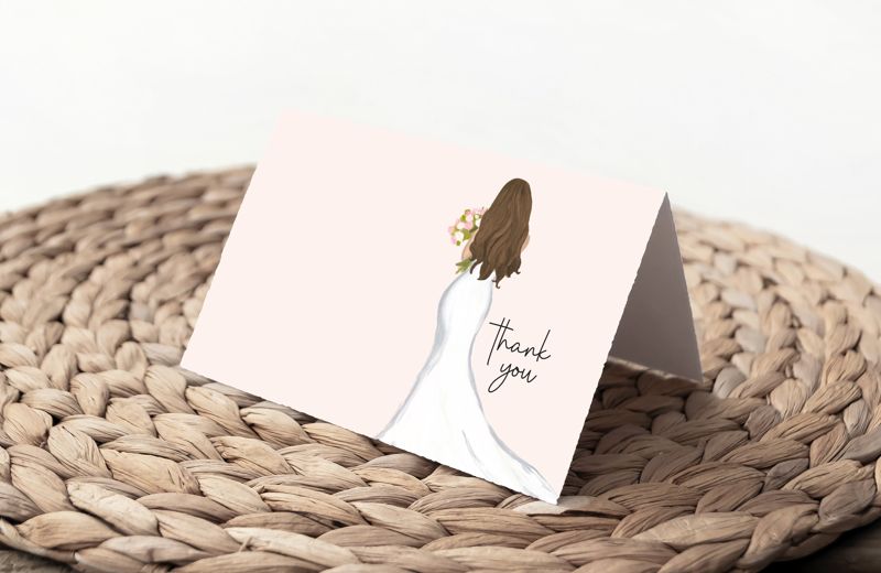 Bride Thank You Notes - Bride in Dress - Bride in Gown - Bridal Shower Thank you notes - Printe Note Cards - A2 note card (20 printed notes)