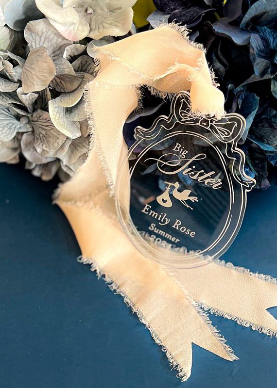 Big Sister/Brother Custom Christmas Ornament Bow Stork (Rold Gold Mirror | Big Brother)