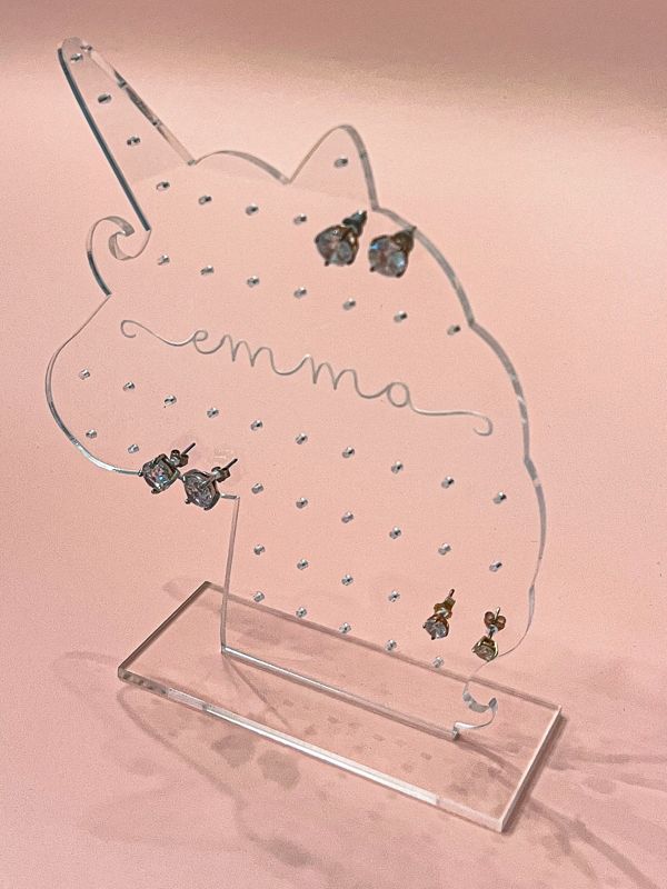 Unicorn Earring Holder for Girls, Kids Earring Stand, Personalized Acrylic Earring Display, Kids Gift, Girl Earring Organizer