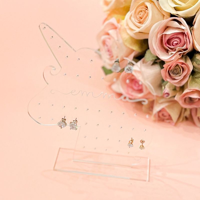 Unicorn Earring Holder for Girls, Kids Earring Stand, Personalized Acrylic Earring Display, Kids Gift, Girl Earring Organizer