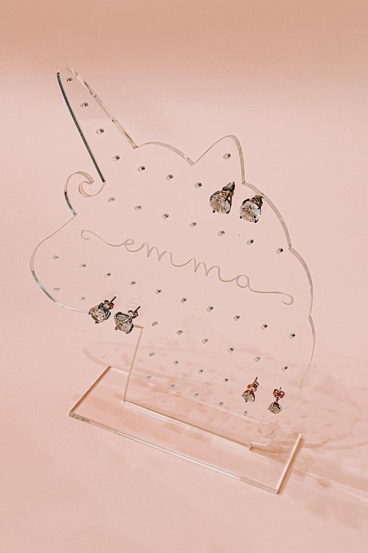 Unicorn Earring Holder for Girls, Kids Earring Stand, Personalized Acrylic Earring Display, Kids Gift, Girl Earring Organizer