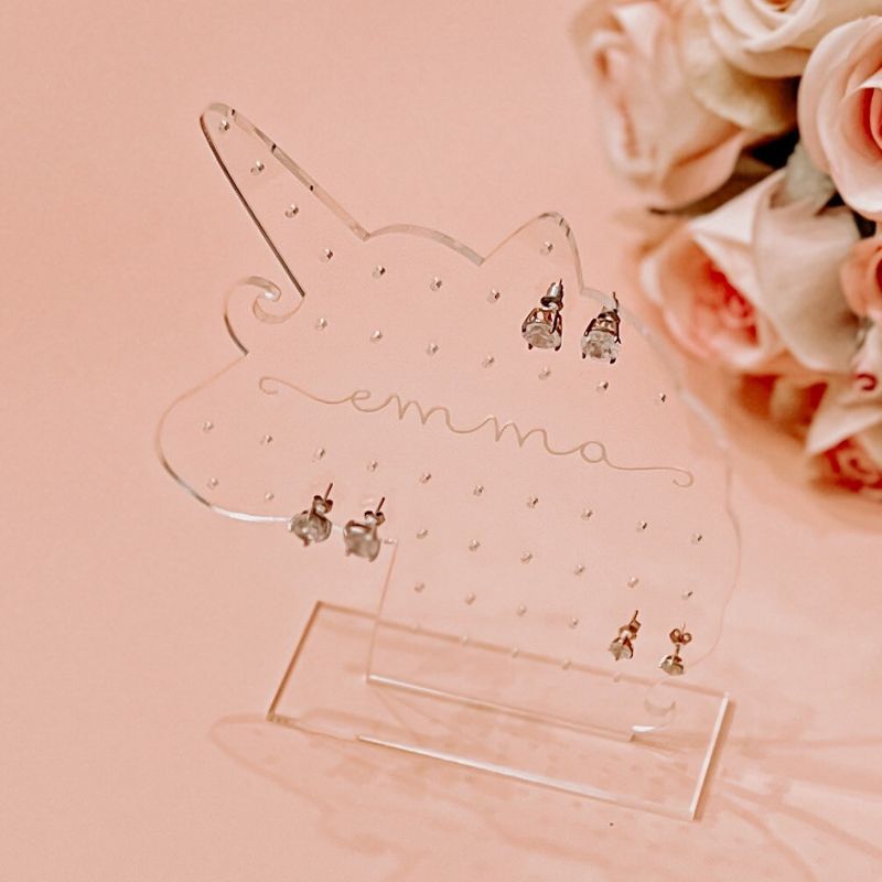 Unicorn Earring Holder for Girls, Kids Earring Stand, Personalized Acrylic Earring Display, Kids Gift, Girl Earring Organizer