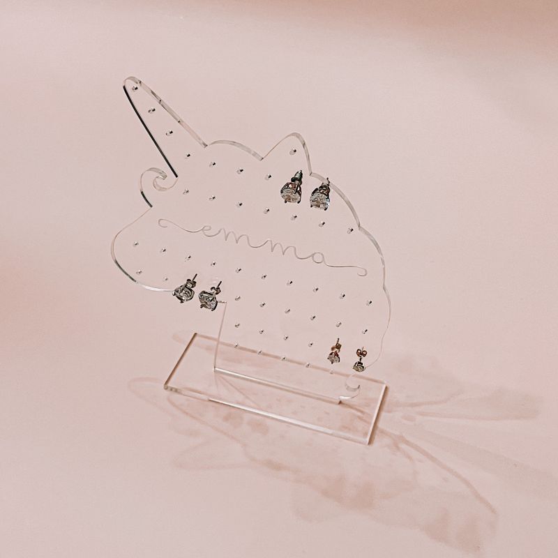 Unicorn Earring Holder for Girls, Kids Earring Stand, Personalized Acrylic Earring Display, Kids Gift, Girl Earring Organizer